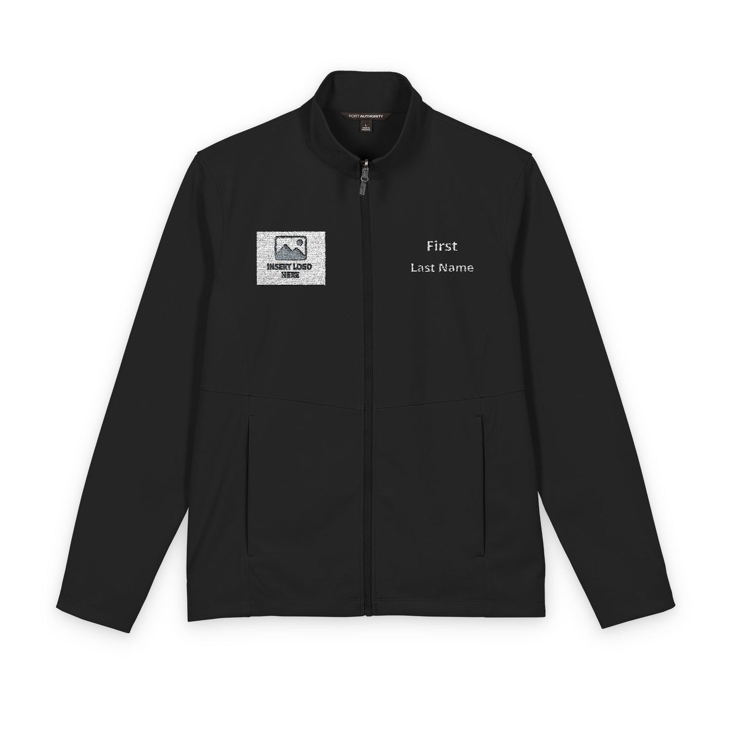 Dark Color Embroidered Men's Soft Shell Jacket — Personalized Name & Logo