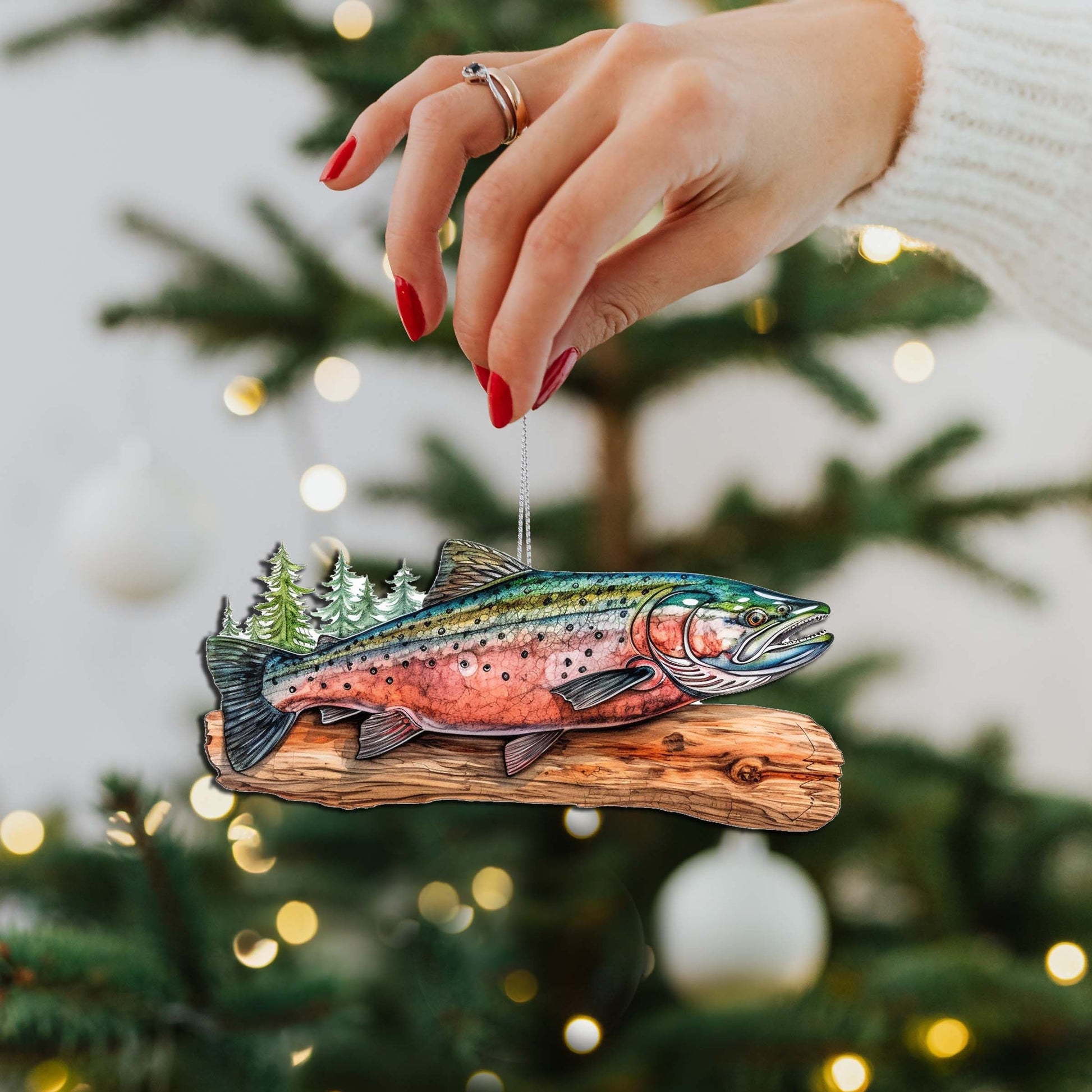 Splendid Sockeye Wooden Ornaments by G.Debrekht - Wildlife Holiday Decor - 8710109-2-3