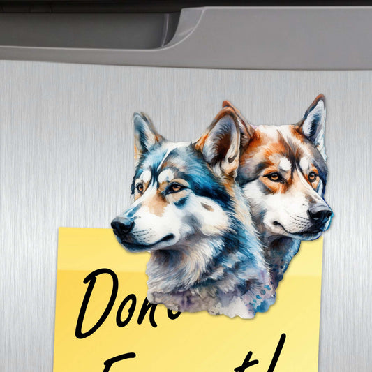 The Graceful Huskies Decorative Eco Wood Magnets Set of 6 by G. Debrekht - Wildlife Decor - 8090115G-S6-0