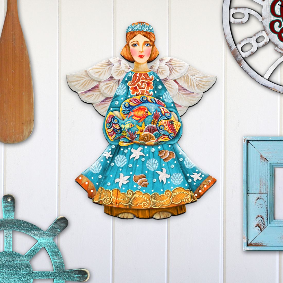 Guardian of The Sea Angel Door Decor by G. DeBrekht - Coastal Holiday Decor - 8152724H-1