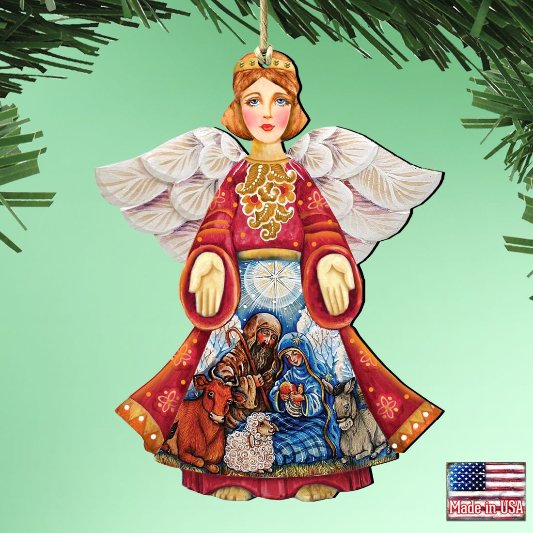 Nativity Christmas Angel Wooden Ornaments by G. DeBrekht - Nativity Holiday Decor - 8152722-1
