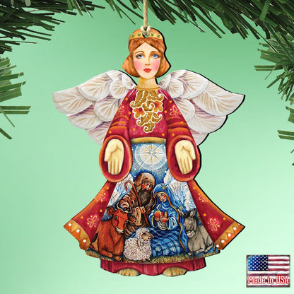 Nativity Christmas Angel Wooden Ornaments by G. DeBrekht - Nativity Holiday Decor - 8152722-1