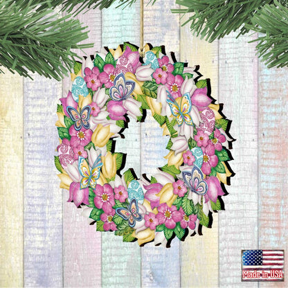 Flowers Spring Wreath Wooden Ornaments by G. DeBrekht - Easter Spring Decor - 8185301-2