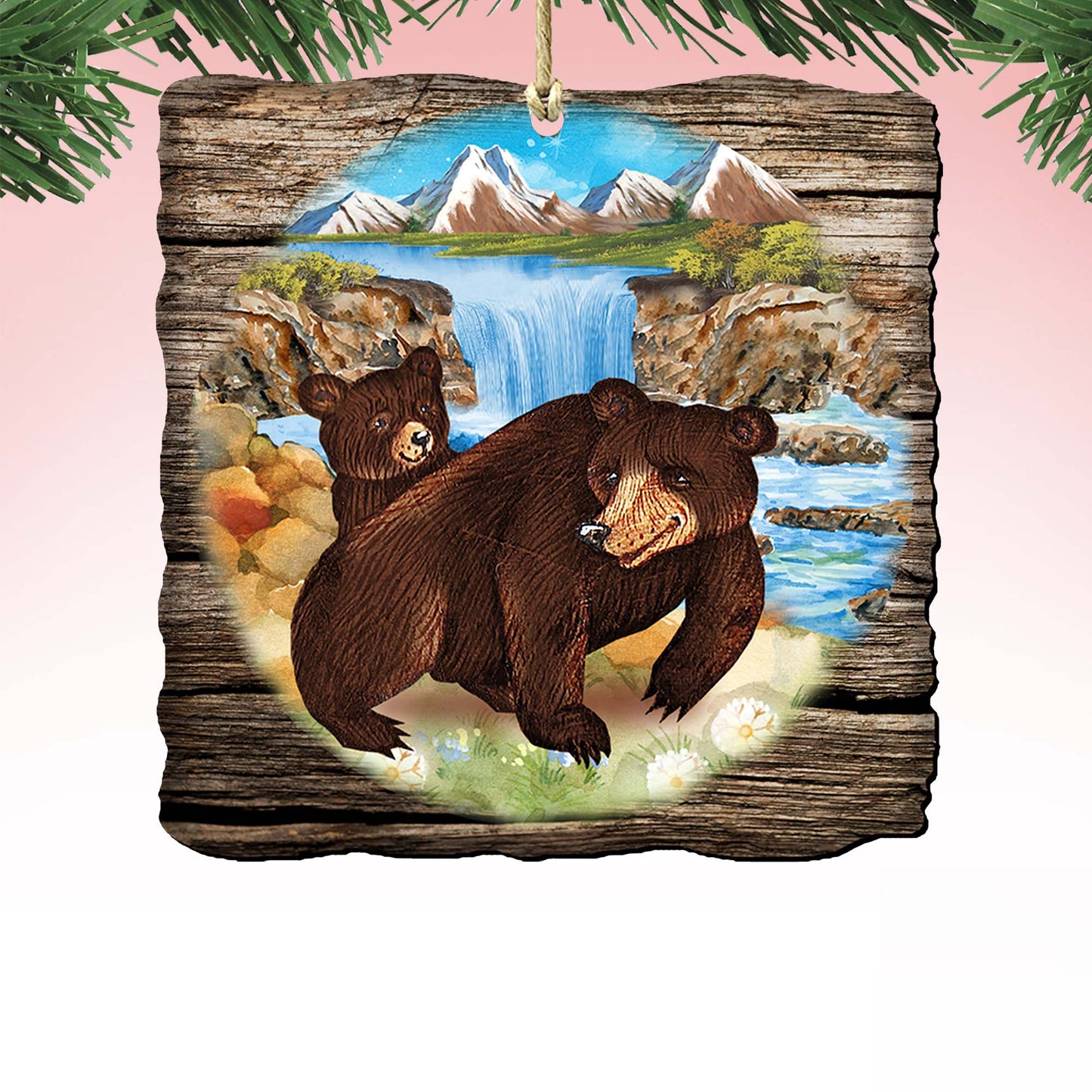 Bear Cabin Christmas Wooden Ornaments by G. DeBrekht - Wildlife Holiday Decor - 8114081-0