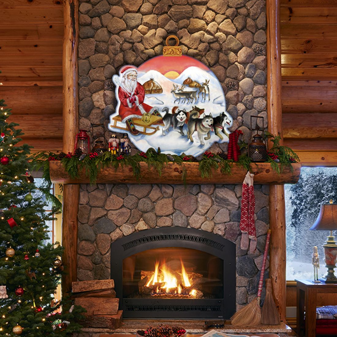 Northern Light Santa Christmas Door Decor by G. DeBrekht - Christmas Santa Snowman Decor - 8117419H-1