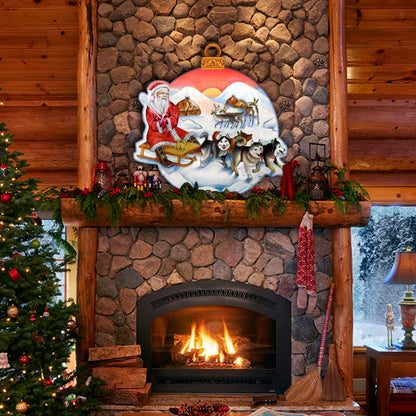 Northern Light Santa Christmas Door Decor by G. DeBrekht - Christmas Santa Snowman Decor - 8117419H-1