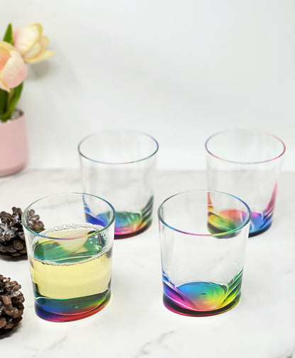 Set of Four Rainbow Geometric Acrylic Stemless Whiskey Glass-5