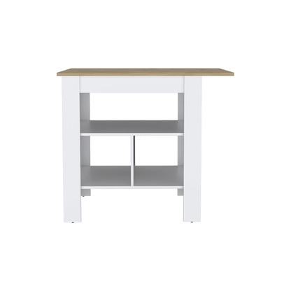 35" Natural and White Wood Kitchen Island With Storage-2