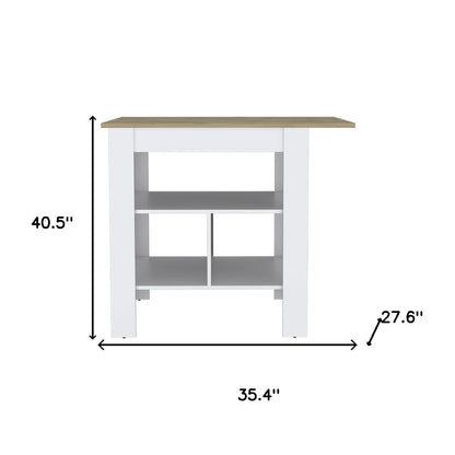 35" Natural and White Wood Kitchen Island With Storage-8