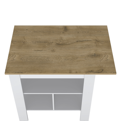 35" Natural and White Wood Kitchen Island With Storage-4