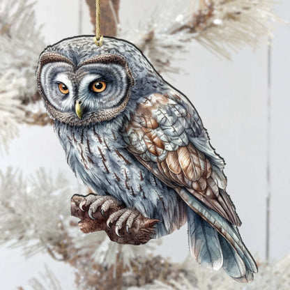 Alaskan Nothern Hawk Owl Wooden Ornaments by G.Debrekht - Wildlife Holiday Décor - 8710004-1-2