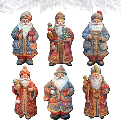 Santa Clip-On Eco Wood Decorative Ornaments Set of 6 by G. Debrekht - Christmas Decor - 8090032C-S6-1