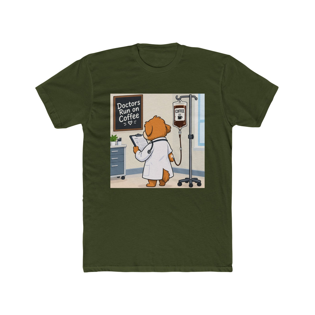 Doctors Run on Coffee Cute Dog Nurse T-Shirt