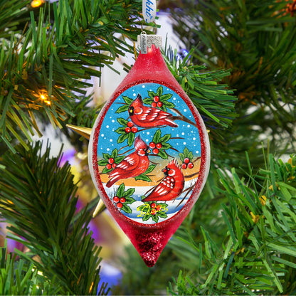 Cardinal Friends Drop Glass Ornament by G. DeBrekht - Christmas Décor - 757-037-0