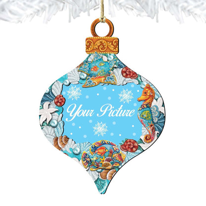 Coastal Picture Frame Ornaments - Ornament for Photo - Coastal Holiday Decor - 8112182-2PF-3