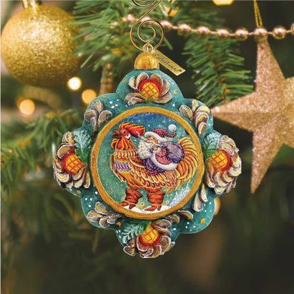 Rooster Santa Sculpted Hand-Painted Christmas Ornament by G. DeBrekht - Christmas Santa Snowman Decor - 6102545-1