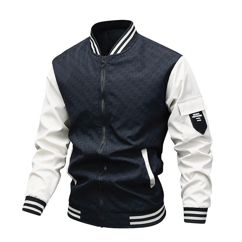 Casual Stand Collar Trendy Brand Fashion Baseball Uniform Men's Jacket Hollow Out