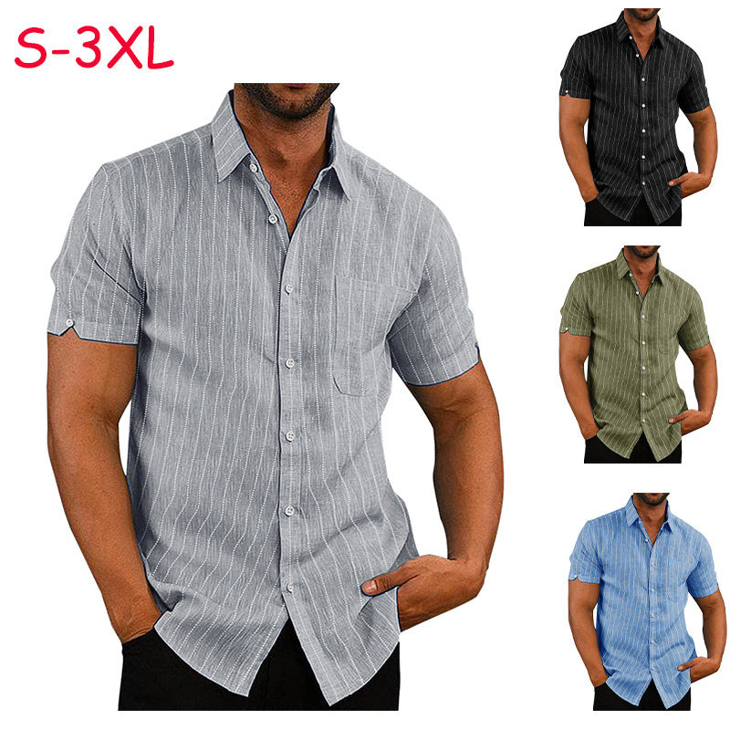 Short Sleeve Solid Color Button Shirt