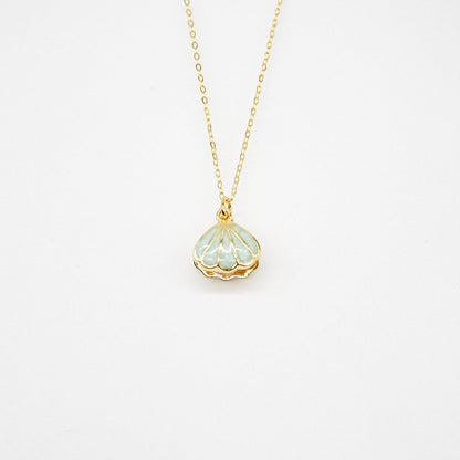 Green Shell Murano Aroma Necklace - Paradise Peach | Energy & Healing | Diffuse on the go | Sterling Silver Gift-2