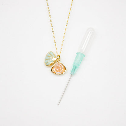 Green Shell Murano Aroma Necklace - Paradise Peach | Energy & Healing | Diffuse on the go | Sterling Silver Gift-3