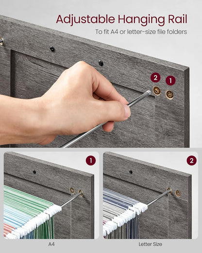 File Cabinet, Filing Cabinet with 3 Drawers, Printer Stand, Fit A4, Letter Size, Hanging File Folders, Modern Farmhouse Style, for Home Office, Misty Gray UOFC054G01-4