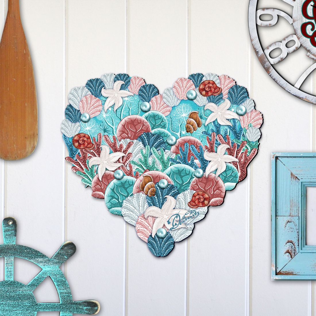 Coastal Heart Door Decor by G. DeBrekht - Coastal Holiday Decor - 8198737H-2