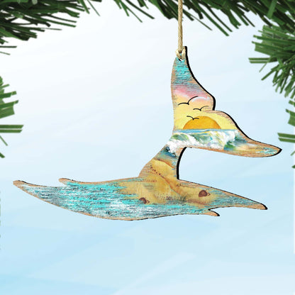 Whales Tale Wooden Ornaments by G. DeBrekht - Coastal Holiday Decor - 8198535-0