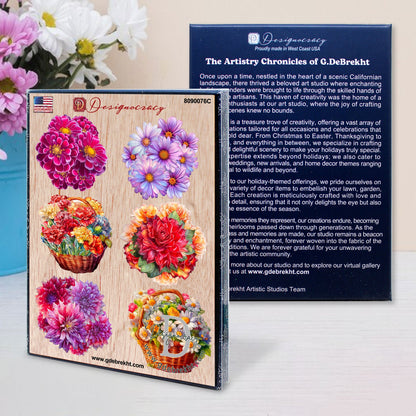 Bouquet of Flowers Decorative Eco Wood Magnets Set of 6 by G. Debrekht - Love Family Decor - 8090076G-S6-1