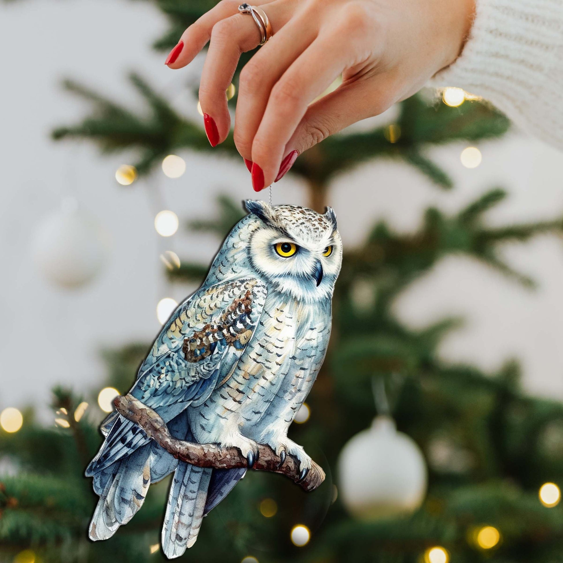 Night Owls Decorative Wooden Ornaments of 3 by G. Debrekht - Wildlife Decor - 8091004-S3-4