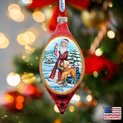 Santa Kids Cut Drop Glass Ornament by G. DeBrekht - Christmas Santa Snowman Decor - 757-005-0