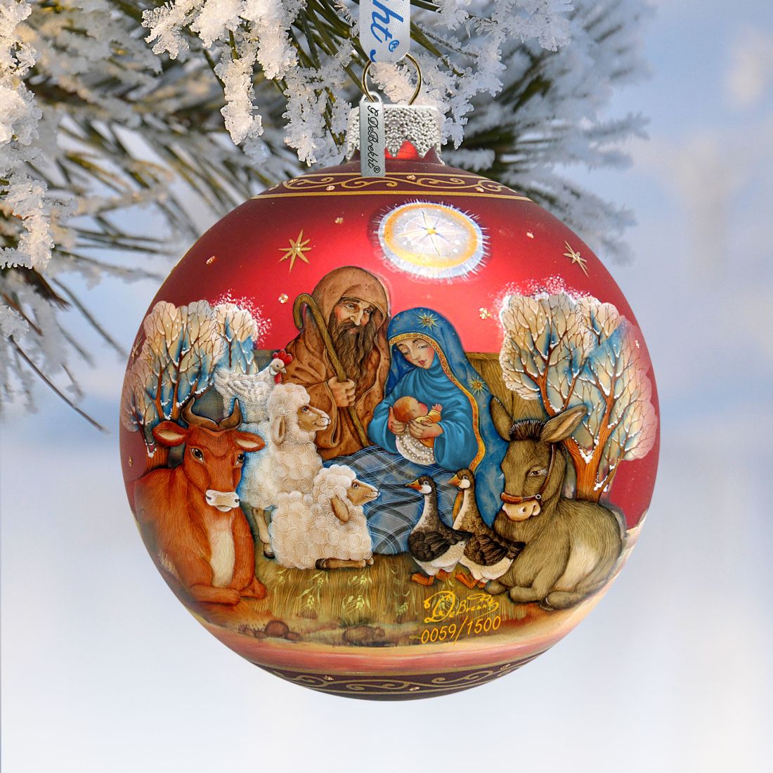 Story of Nativity Ball Glass Ornament Limited Edition by G. DeBrekht - Nativity Holiday Decor - 73853-0