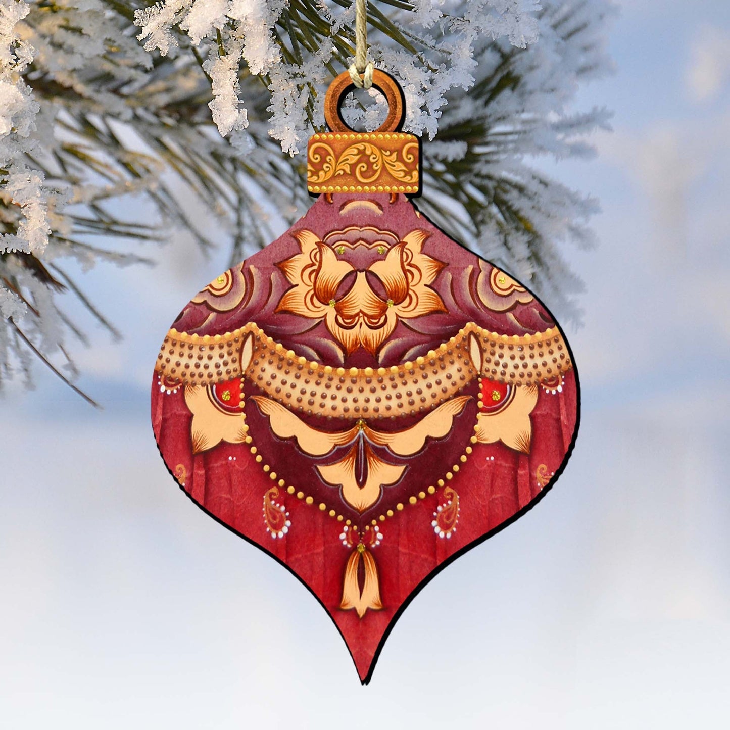 Red Round Ball Wooden Ornaments by G. DeBrekht - Christmas Decor - 8193148-0