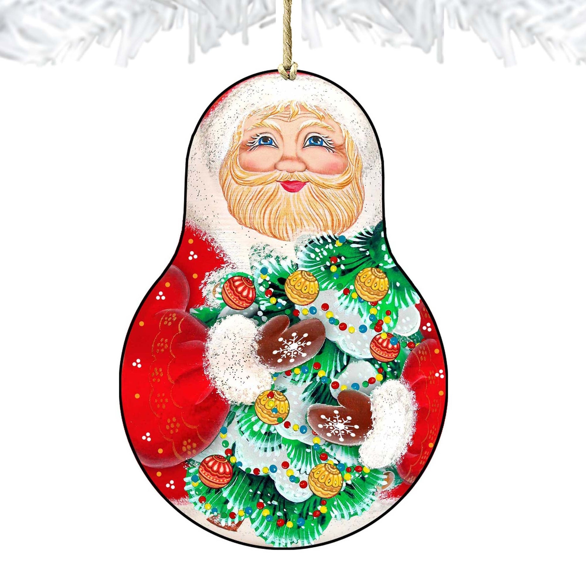 Santa Nesting Doll Wooden Ornaments by G. DeBrekht - Christmas Santa Snowman Decor - 8115011-2-4