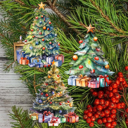 Christmas Tree Clip-On Eco Wood Decorative Ornaments Set of 3 by G. Debrekht - Christmas Decor - 8091044C-S3-1