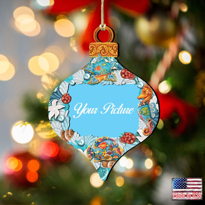 Coastal Picture Frame Ornaments - Ornament for Photo - Coastal Holiday Decor - 8112182-2PF-2
