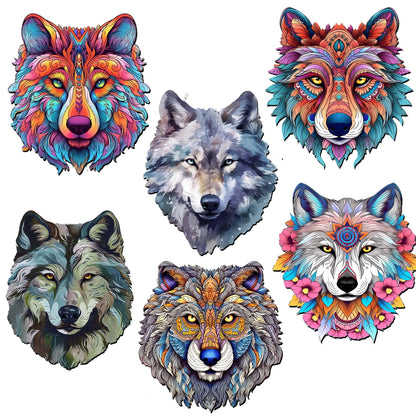 Enigmatic Wolves Decorative Eco Wood Magnets Set of 6 by G. Debrekht - Wildlife Decor - 8090113G-S6-4