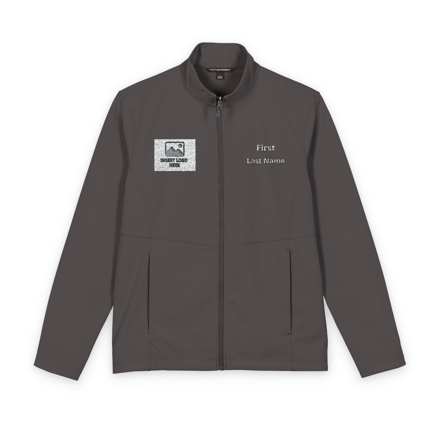 Dark Color Embroidered Men's Soft Shell Jacket — Personalized Name & Logo