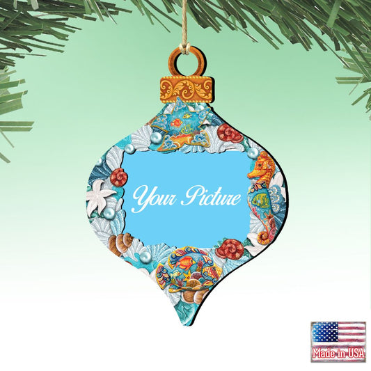 Coastal Picture Frame Ornaments - Ornament for Photo - Coastal Holiday Decor - 8112182-2PF-0