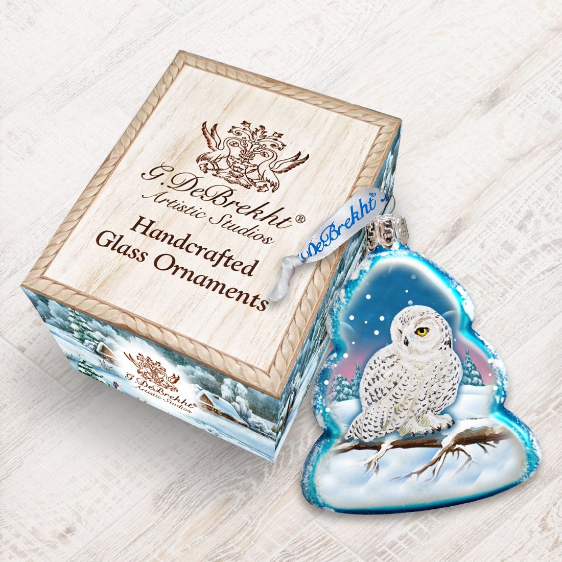 White Owl Mercury Glass Ornament by G. DeBrekht - Wildlife Holiday Decor - 771028-2