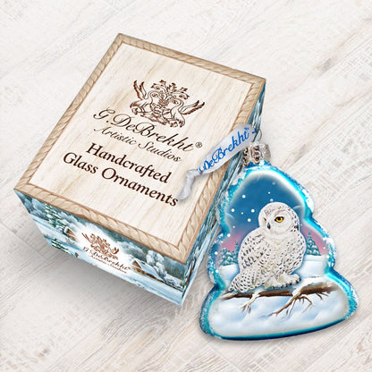 White Owl Mercury Glass Ornament by G. DeBrekht - Wildlife Holiday Decor - 771028-2