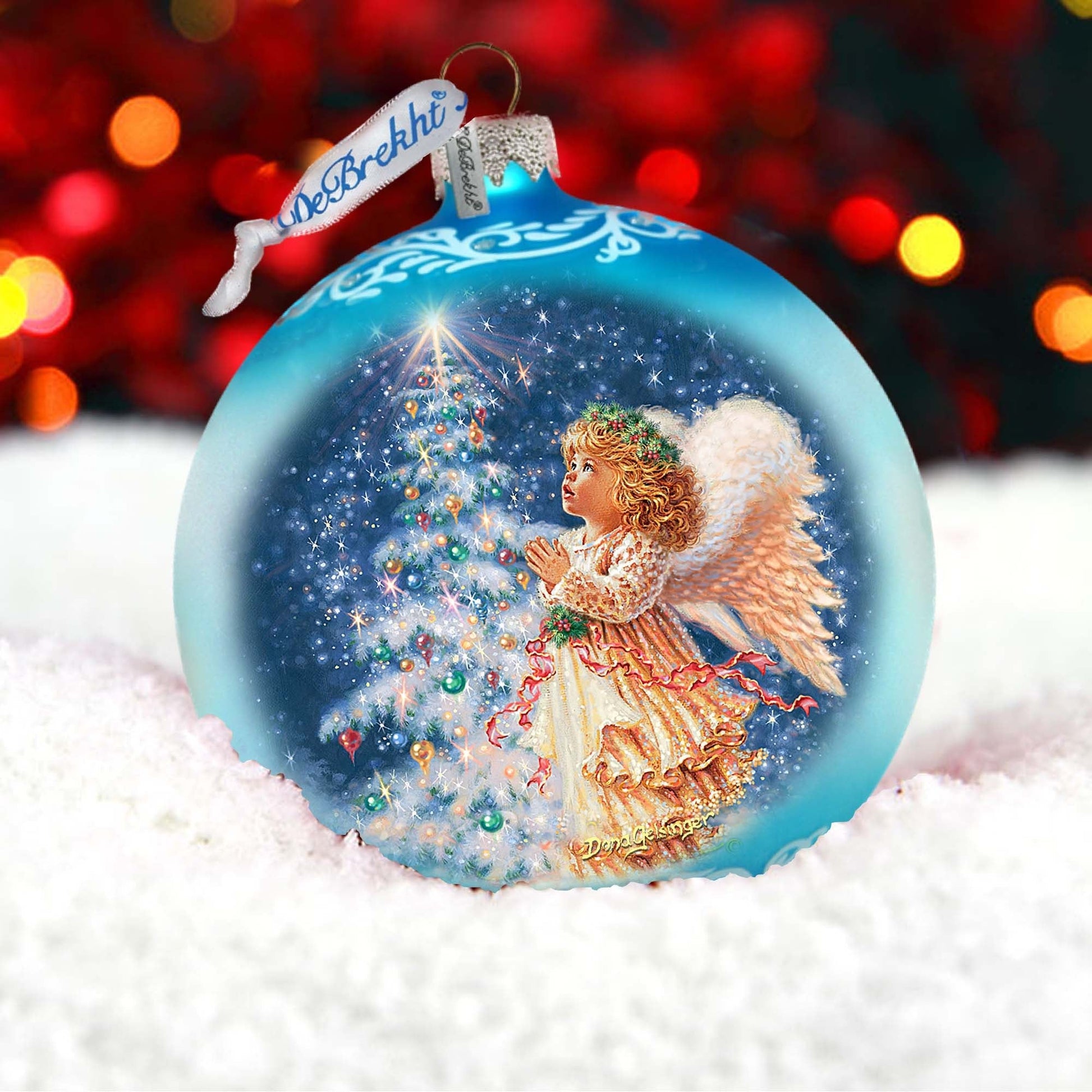 Angels Christmas Wish Lg Glass Ornament by D.Gelsinger - Christmas Holiday Decor - 73961-2