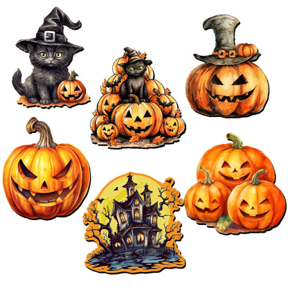 Spooky Pumpkins Decorative Eco Wood Magnets Set of 6 by G. Debrekht - Halloween Decor - 8090019G-S6-4
