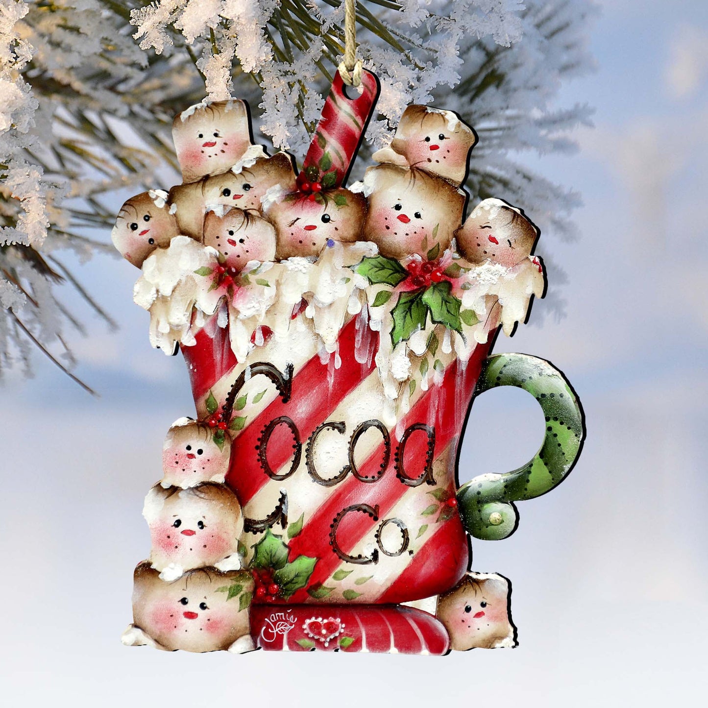 Marshmallow Cocoa Company Wooden Ornaments by Jamie Mills-Price - Christmas Decor - 8457513-0