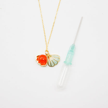 Green Shell Murano Aroma Necklace - Sunset Coral | Energy & Healing | Diffuse on the go | Sterling Silver-3