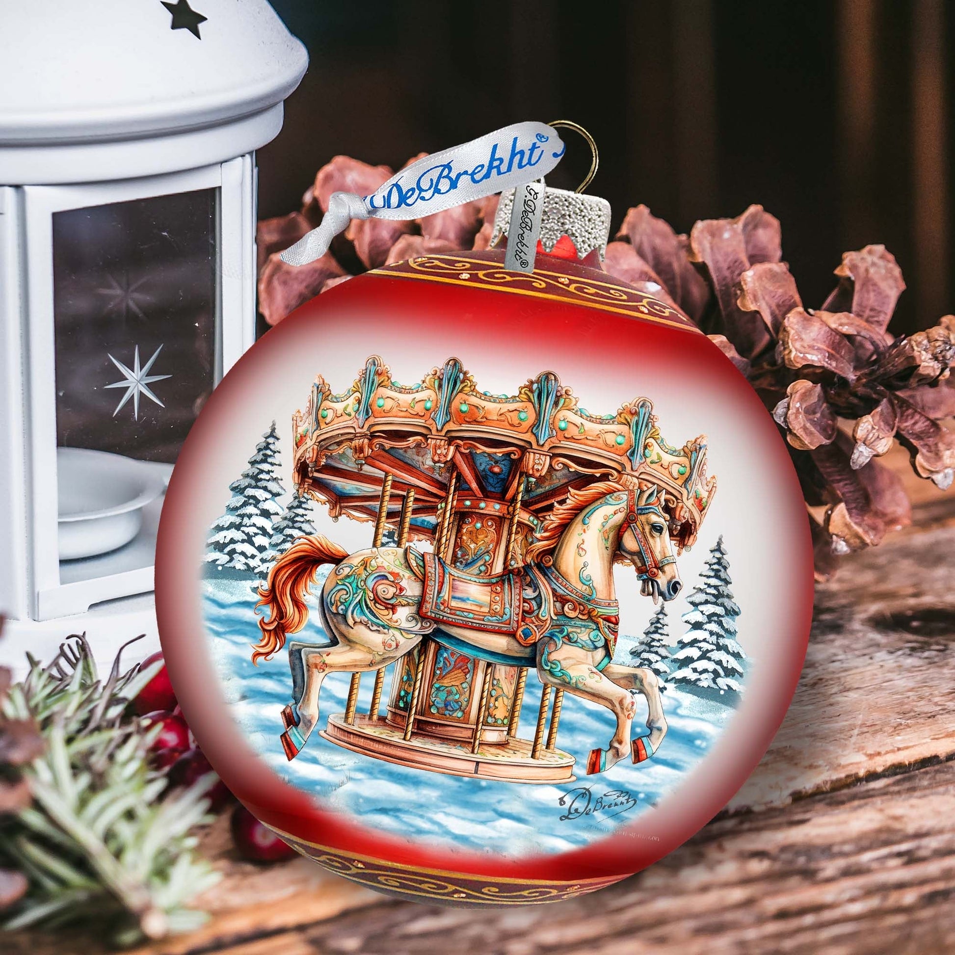 Winter Wonderland Carousel Lg Glass Ornament by G.Debrekht - Christmas Holiday Decor - 73953-1