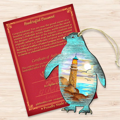 Penguins Wooden Ornaments by G. DeBrekht - Coastal Holiday Decor - 8198542-3