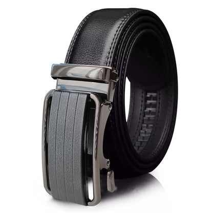 Leather Ratchet Belt For Men Adjustable Size, Slide Buckle