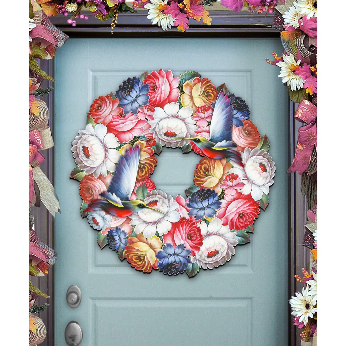 Birdy Floral Holiday Door Wreath by G. DeBrekht - Easter Spring Decor - 8185312H-0