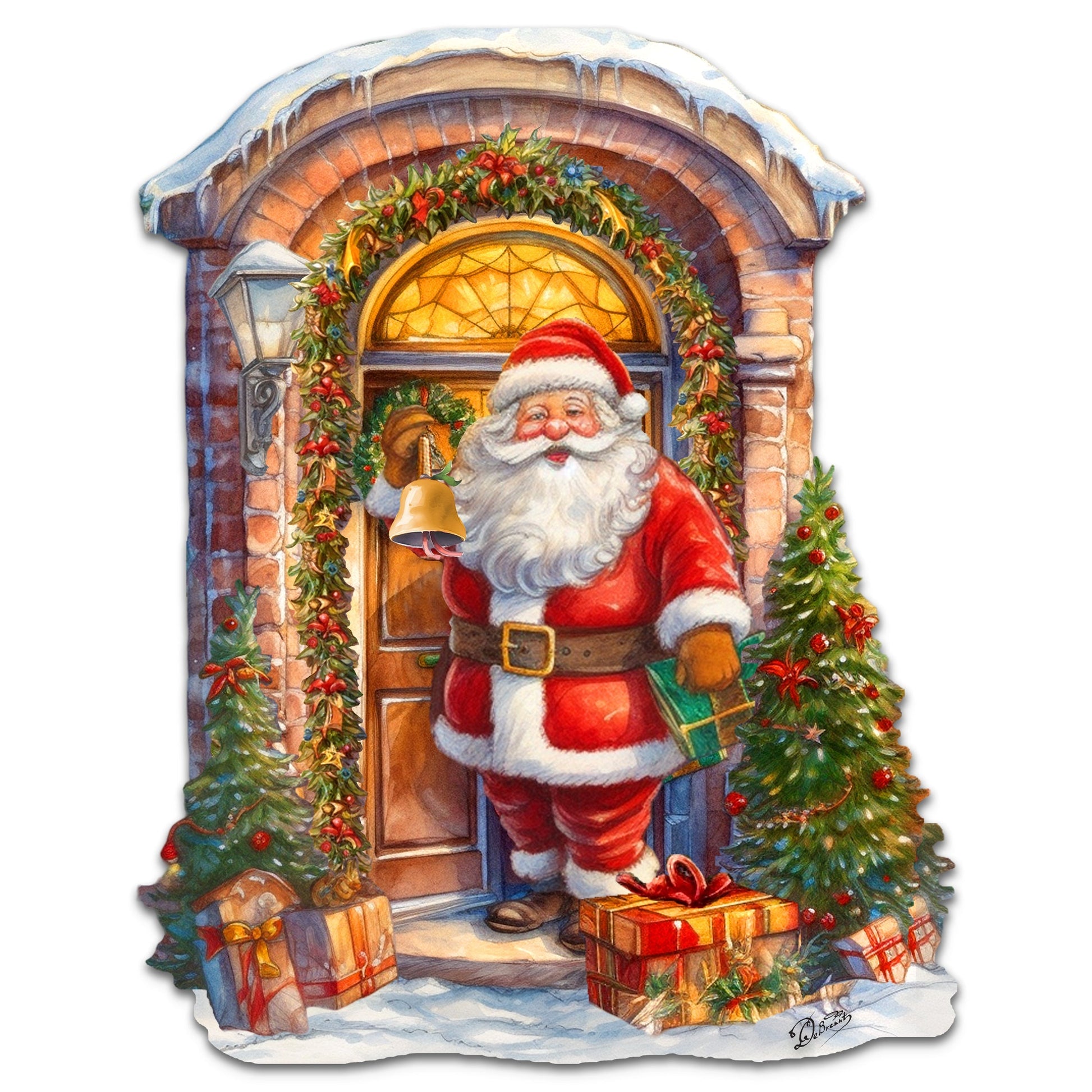 Knocking the door Santa Holiday Door Decor  by G. Debrekht - Christmas Decor - 8611044H-4