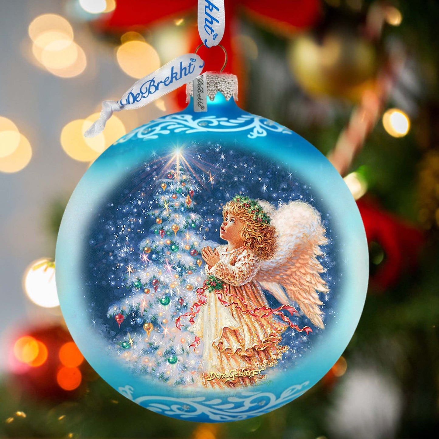 Angels Christmas Wish Lg Glass Ornament by D.Gelsinger - Christmas Holiday Decor - 73961-4